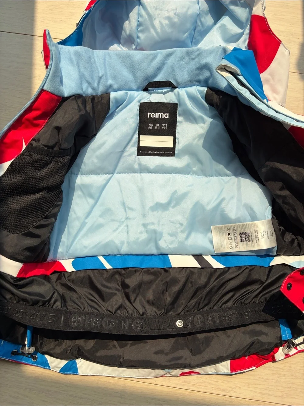 Reima Kids' Red & Blue Patterned Puffer Jacket